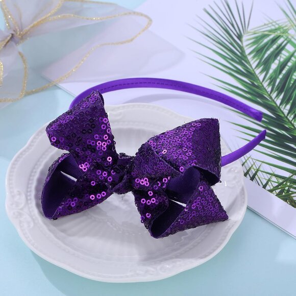 Children Girls Glitter Sequin Bow Headband Set for Kids Party Daily Wear - Picture 2 of 7
